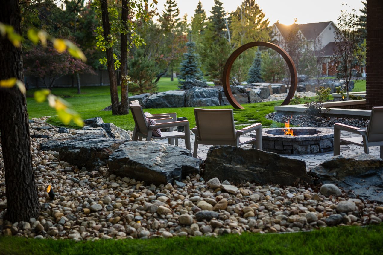 Limitless Landscaping custom fire pit and seating area – Winnipeg Manitoba landscape design