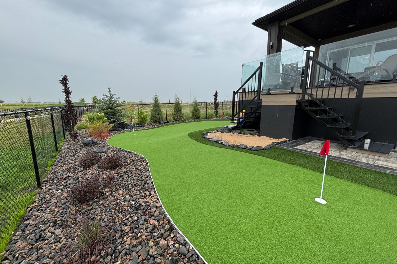 Limitless Landscaping custom putting green installation – Winnipeg Manitoba