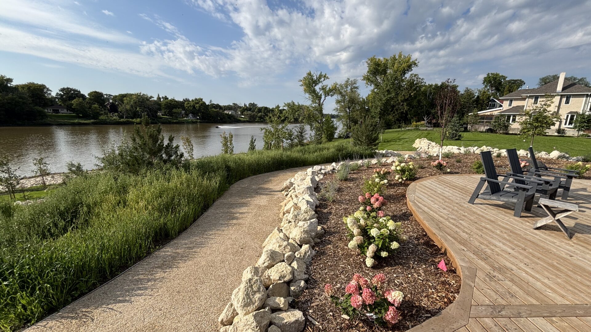 Limitless Landscaping softscaping and patio design along the river in Winnipeg, Manitoba.