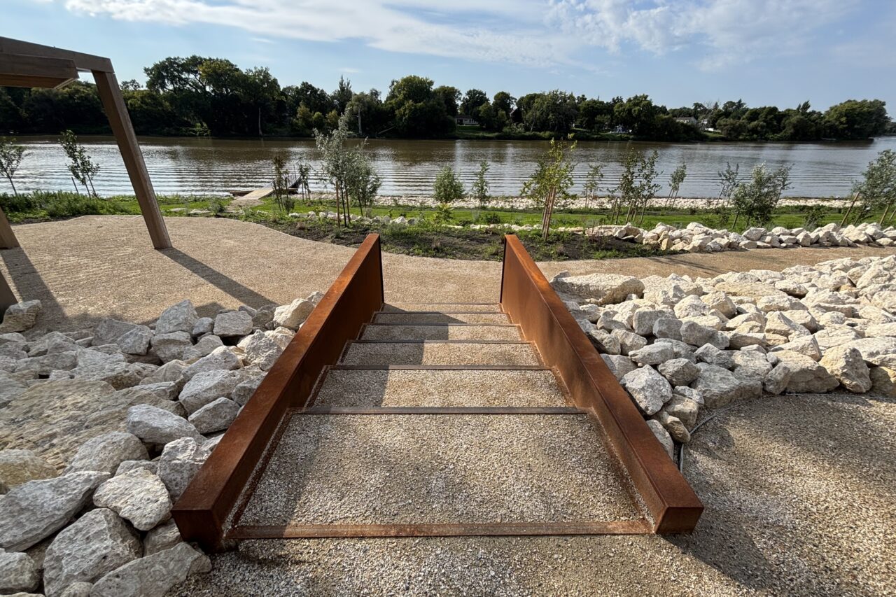 Limitless Landscaping riverfront hardscaping project with steps in Winnipeg, Manitoba