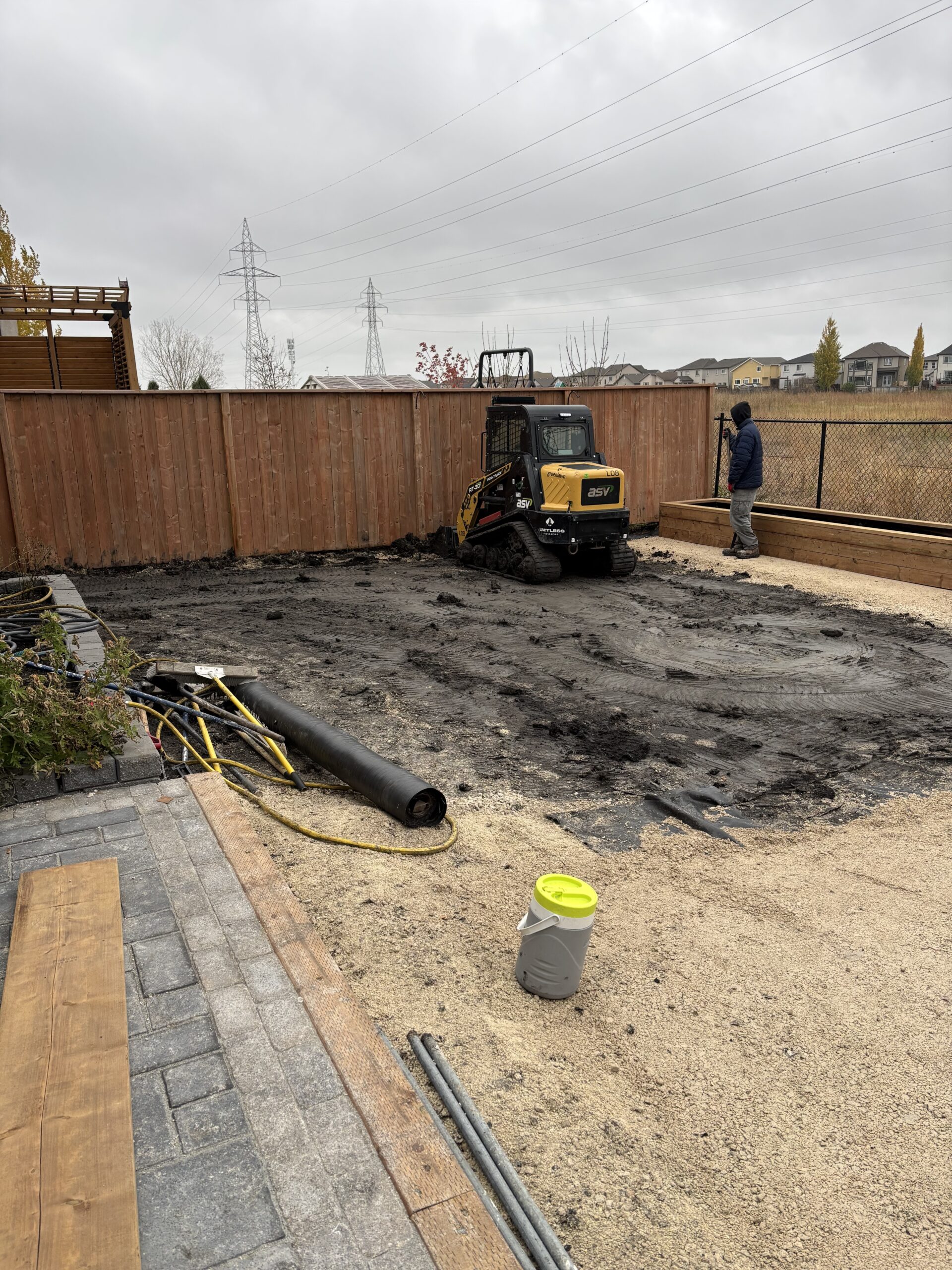 Limitless Landscaping hardscaping project preparation in Winnipeg, Manitoba.