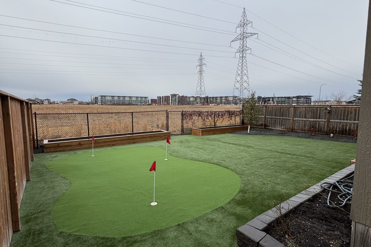 Limitless Landscaping custom putting green installation in Winnipeg, Manitoba